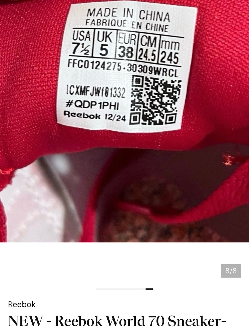 Reebok Women’s Fiori Red and White Retro Trainers - Picture 4 of 8